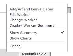 Worker Calendar - Options