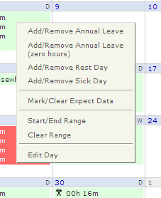 Worker Calendar - Right-click Menu